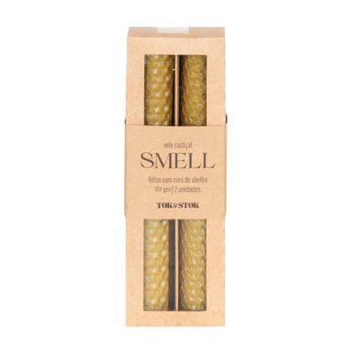 VELA CASTIÇAL CERA DE ABELHA COM 2 SMELL
