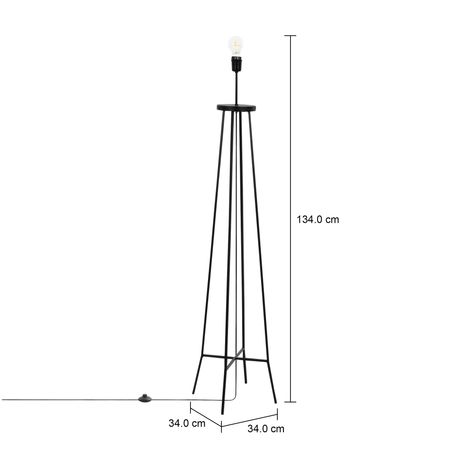 Imagem com medidas do produto BASE DE LUMINÁRIA DE CHÃO JAHARI