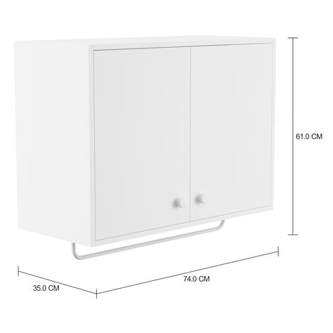Imagem com medidas do produto ARMÁRIO PARA LAVANDERIA SUPERIOR 2 PORTAS ALL WEEK