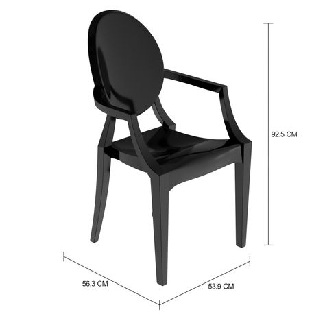 Imagem com medidas do produto CADEIRA EMPILHÁVEL COM BRAÇOS CARLOTA