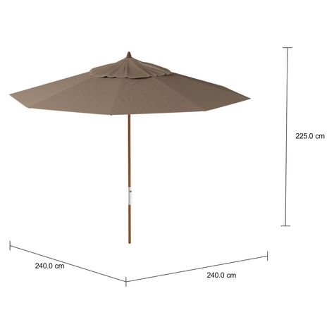 Imagem com medidas do produto OMBRELONE REDONDO 2,40 M CAUCAIA