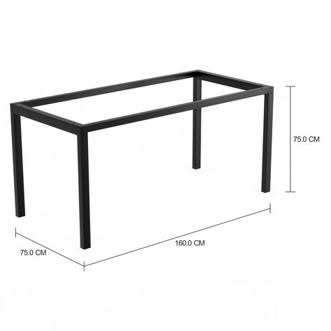 Imagem com medidas do produto BASE DE MESA 1,60 M X 75 CM METRIC