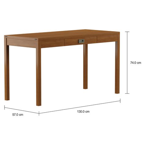 Imagem com medidas do produto ESCRIVANINHA 1 GAVETA 1,30 M X 57 CM ARMAZÉM