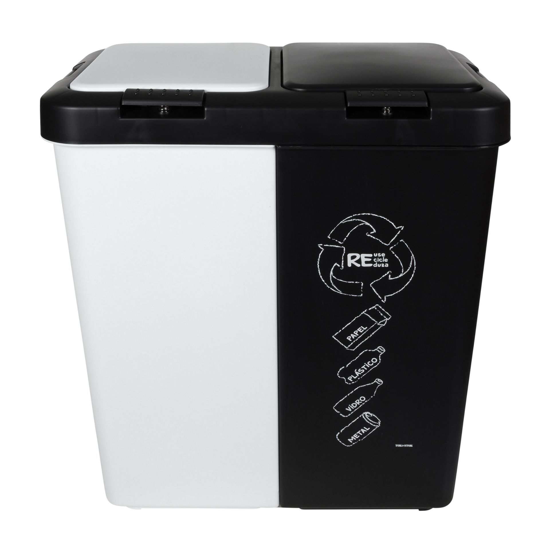 LIXEIRA DUPLA 40 L DOPPEL L PRETO/BRANCO | Tok&Stok