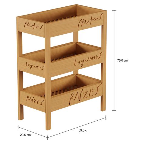 Imagem com medidas do produto FRUTEIRA DE CHÃO 59 CM X 29 CM RITO