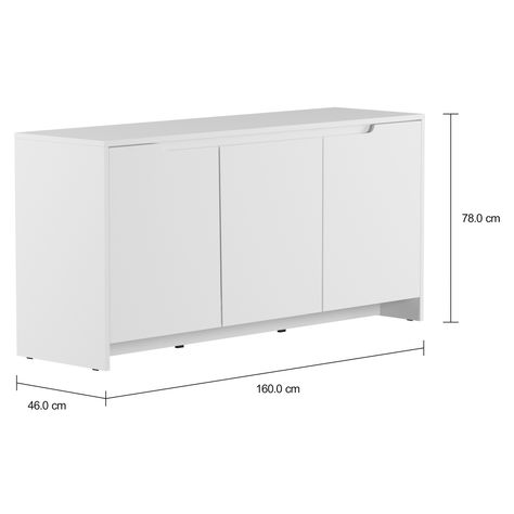 Imagem com medidas do produto BUFFET 3 PORTAS/1 GAVETA 1,60 M X 46 CM INDOOR