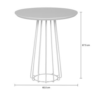 Imagem com medidas do produto MESA LATERAL REDONDA 60 CM JAYS