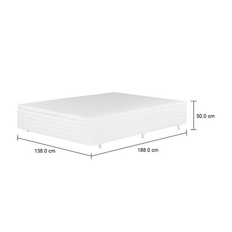 Imagem com medidas do produto BASE PARA CAMA BOX CASAL 1,38 M X 1,88 M COM BAÚ MAX