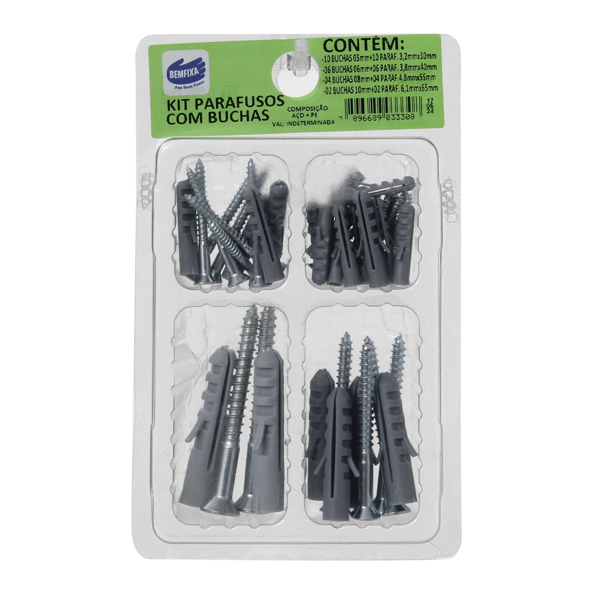 KIT DE PARAFUSOS E BUCHAS COM 44 PEÇAS BEMFIXA CINZA | Tok&Stok
