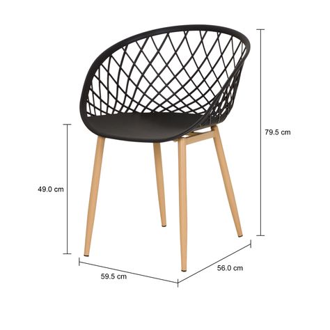 Imagem com medidas do produto NISTEN KIT C/4 CADEIRAS C/BRAÇOS
