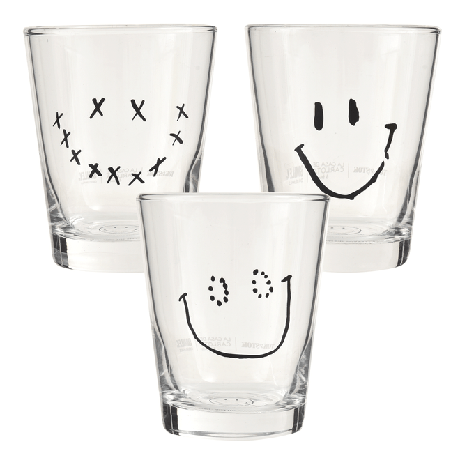 Copo Água 220 Ml Conjunto Com 3 Peças Smiley Originals Doodles