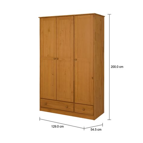 Imagem com medidas do produto GUARDA-ROUPA 3 PORTAS/2 GAVETAS TIMBER