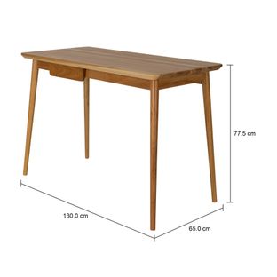 Imagem com medidas do produto MESA 1 GAVETA 1,30 M X 65 CM SKAND