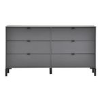 Preto - CÔMODA 6 GAVETAS 1,50 M X 42 CM SLEEK