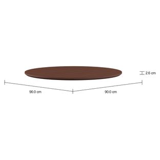 Imagem com medidas do produto TAMPO DE MESA MADEIRA REDONDO 90 CM TULIPE