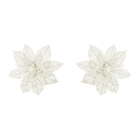 Kit com 2 adornos flor vilarejo noel