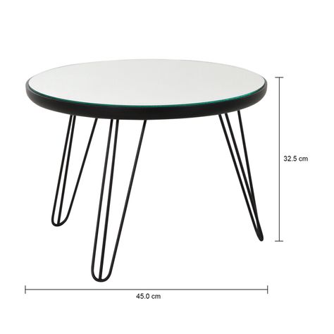 Imagem com medidas do produto HAIRPIN MESA LATERAL BAIXA REDONDA 45 CM