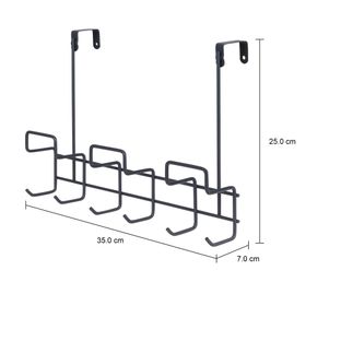 Imagem com medidas do produto CABIDE PARA PORTA COM 6 GANCHOS KAMMET