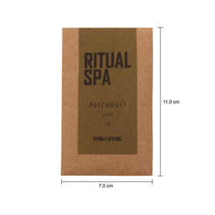 Imagem com medidas do produto ENVELOPE PERFUMADO PATCHOULI 12 G RITUAL SPA