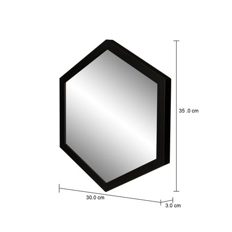 Imagem com medidas do produto ESPELHO 33 CM X 38 CM HEXAGON